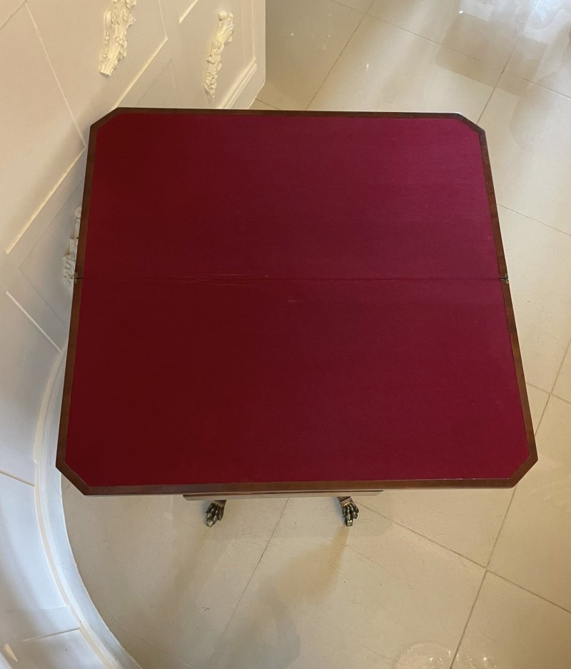 Fine Quality Antique Regency Figured Mahogany Card/Console Table with Gilded Brass Mounts - Image 8